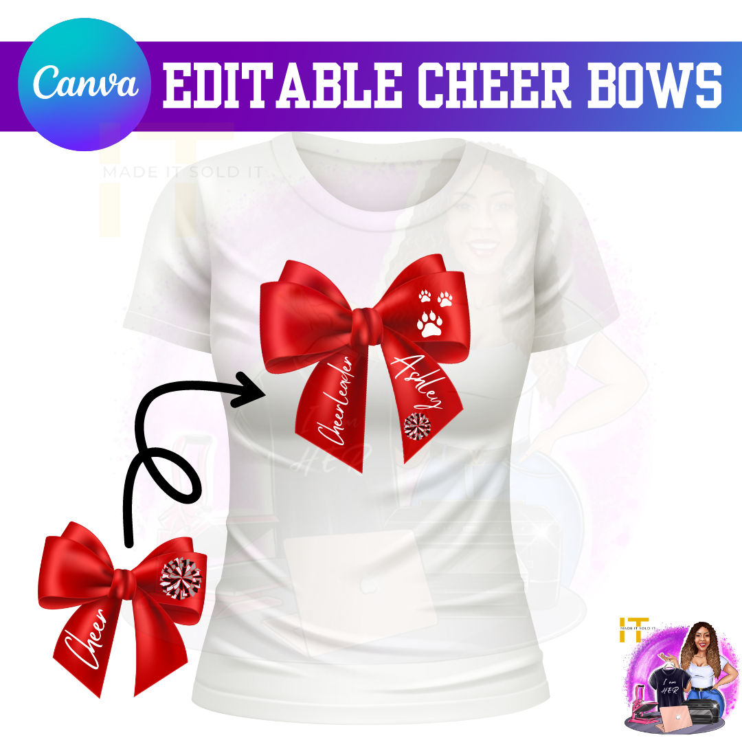EDITABLE CHEER BOW PNG/SVG