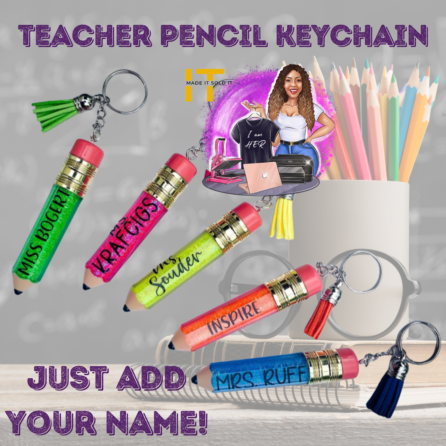TEACHER PENCIL KEYCHAIN