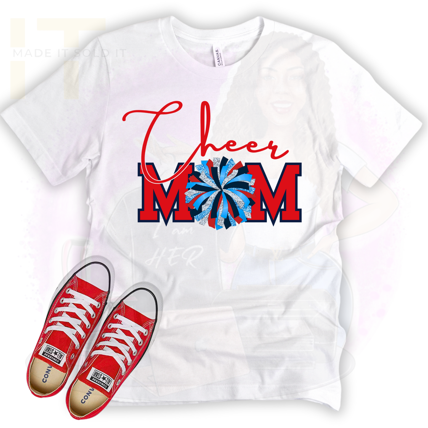 CHEER MOM POM POM TSHIRT