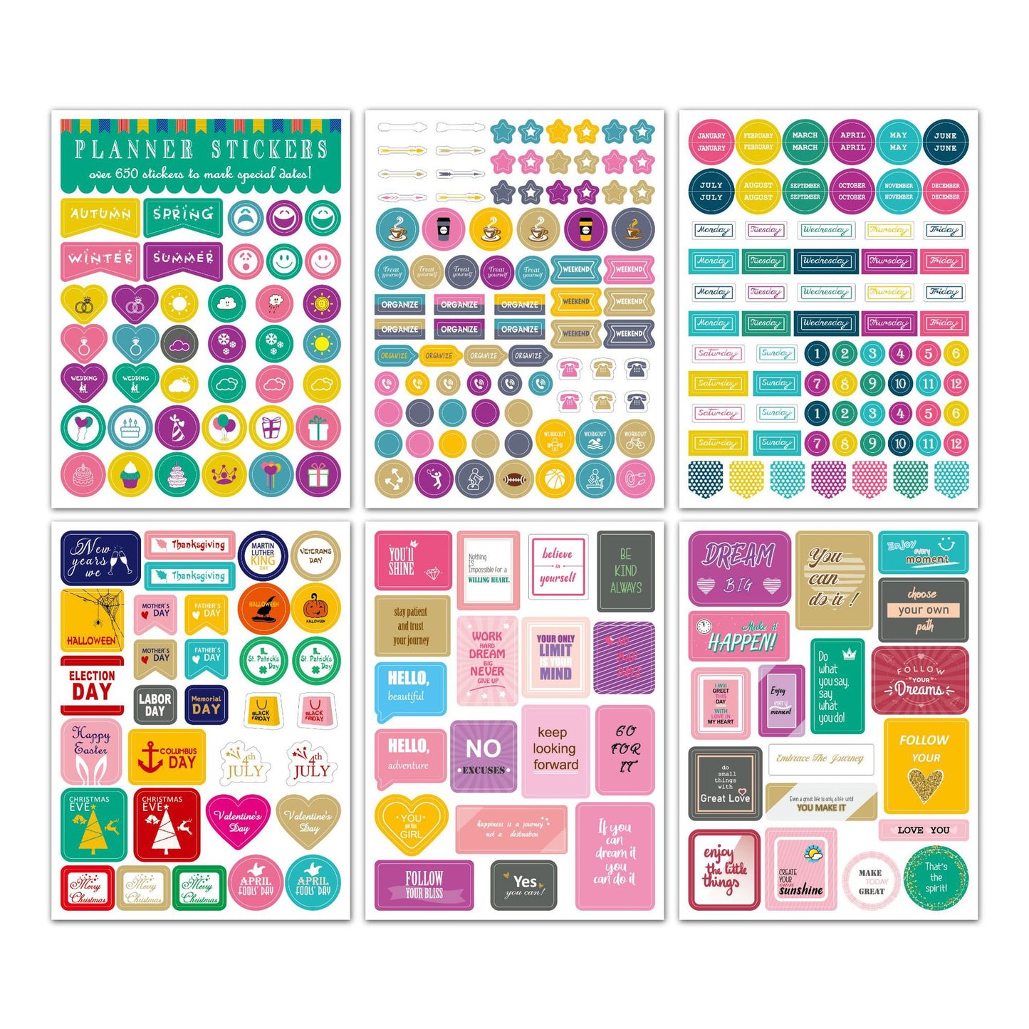 Planner Stickers Set Seasonal Monthly Pack