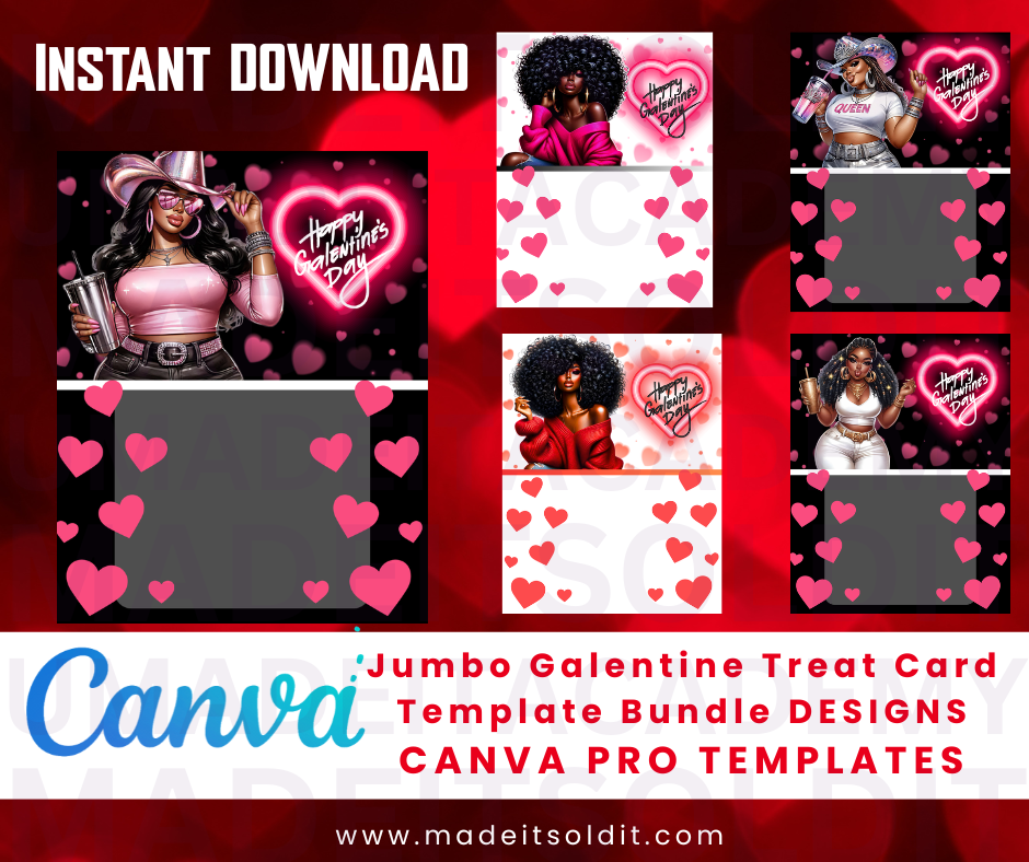 Jumbo Galentine Treat Card Template Bundle