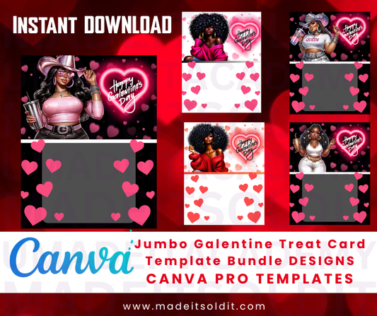 Jumbo Galentine Treat Card Template Bundle