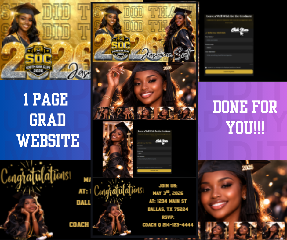 Custom Done-For-You Graduation Website – Made It Sold It
