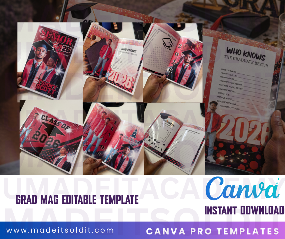 RED GRAD MAG EDITABLE TEMPLATE – Made It Sold It