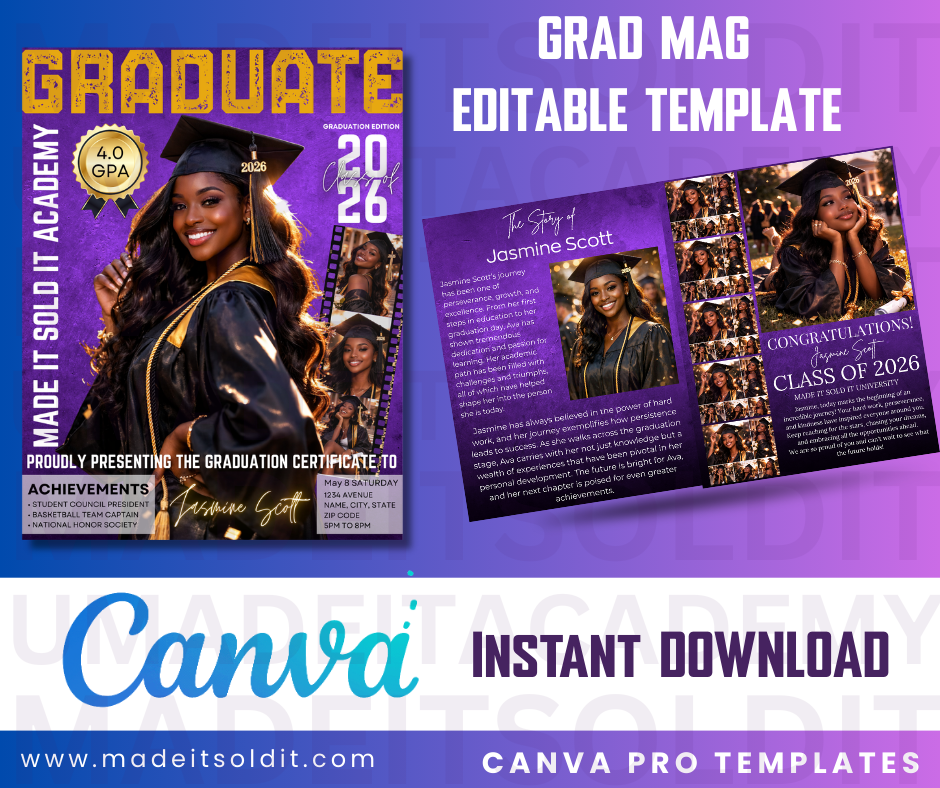 PURPLE GRAD MAG EDITABLE TEMPLATE