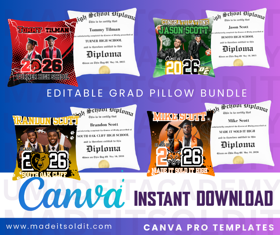 GRAD PILLOW BUNDLE EDITABLE TEMPLATE