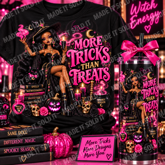 More Tricks Than Treats Witch Doll T-Shirt & Tumbler