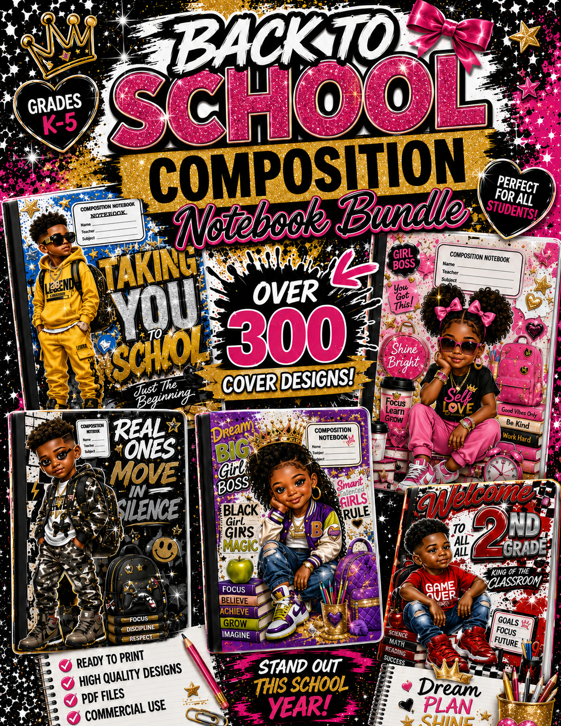 300 Mega Composition Notebook Cover Bundle