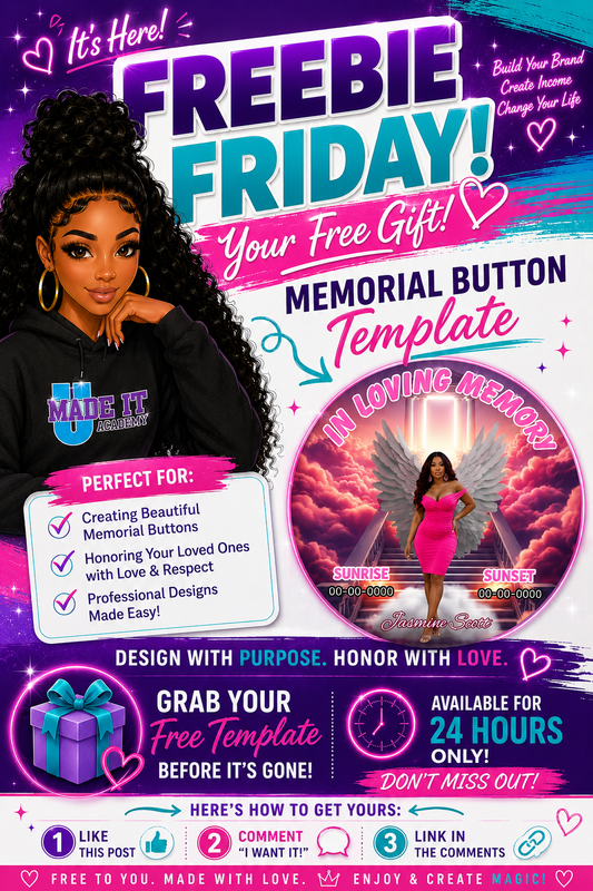 Freebie Friday Memorial Button (Editable Canva Templates)