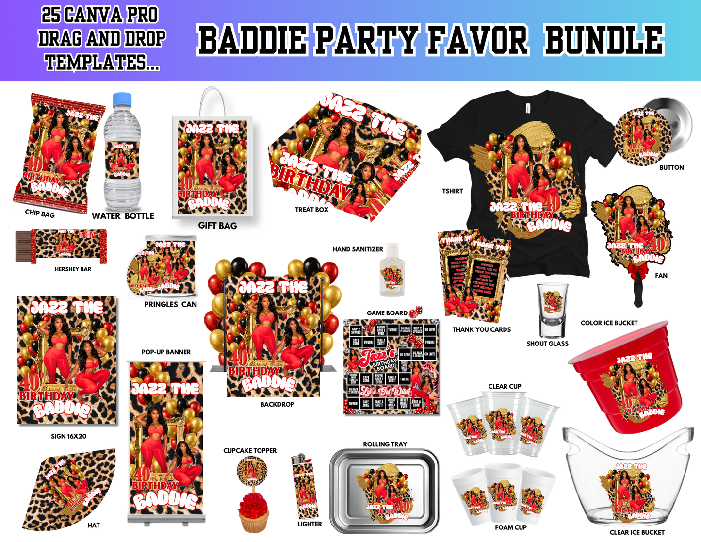 WE OUTSIDE BADDIE PARTY TEMPLATE BUNDLE