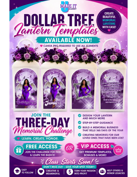 Dollar Tree Memorial Lantern Templates (Editable Canva Templates)