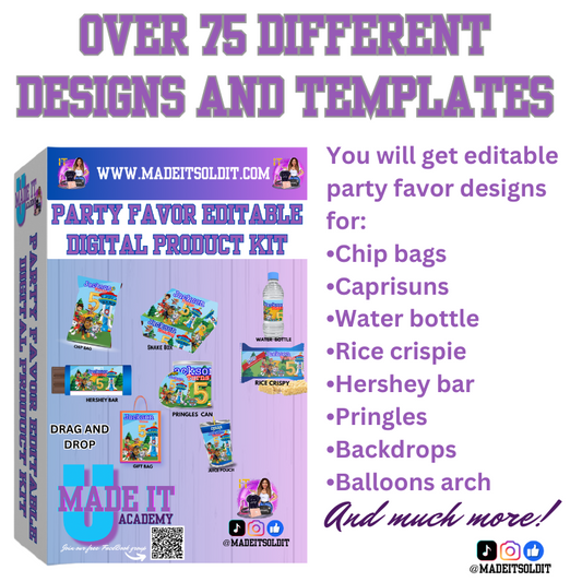 PARTY FAVOR EDITABLE DIGITAL KIT