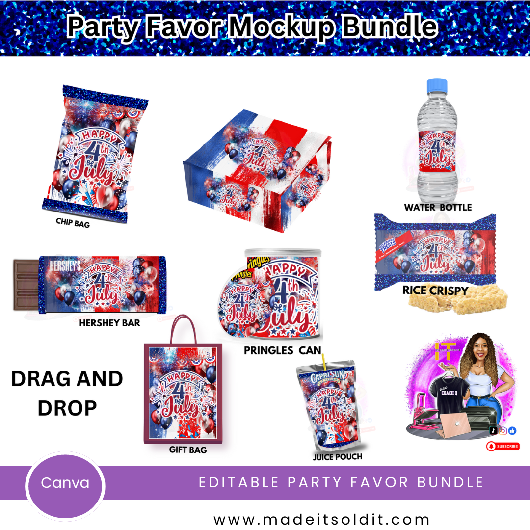 EDITABLE 4TH JULY PARTY FAVOR BUNDLE