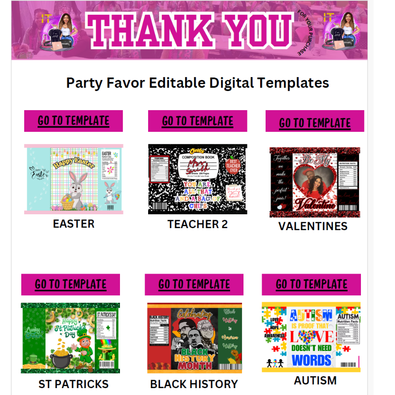 PARTY FAVOR EDITABLE DIGITAL KIT