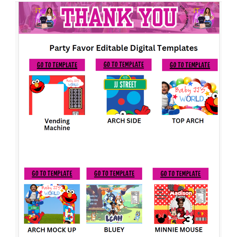 PARTY FAVOR EDITABLE DIGITAL KIT