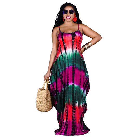 Summer Tie-Dye Dress With Pockets