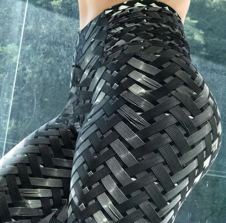High Waist Iron Weave Print Yoga Leggings