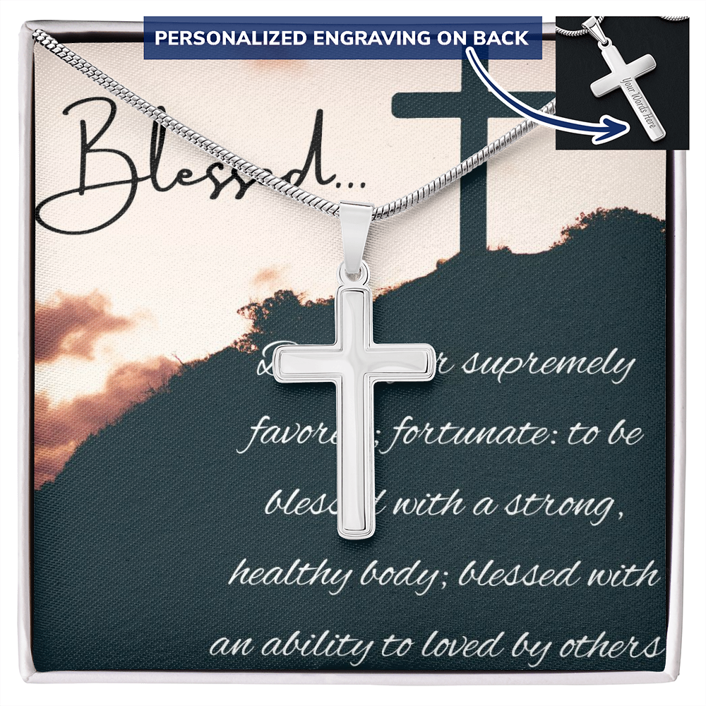 Blessed Personalized Cross Necklace
